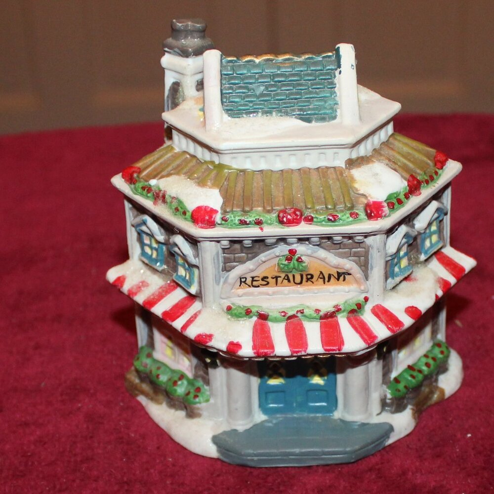 Vintage Cobblestone Corners Christmas Village Restaurant